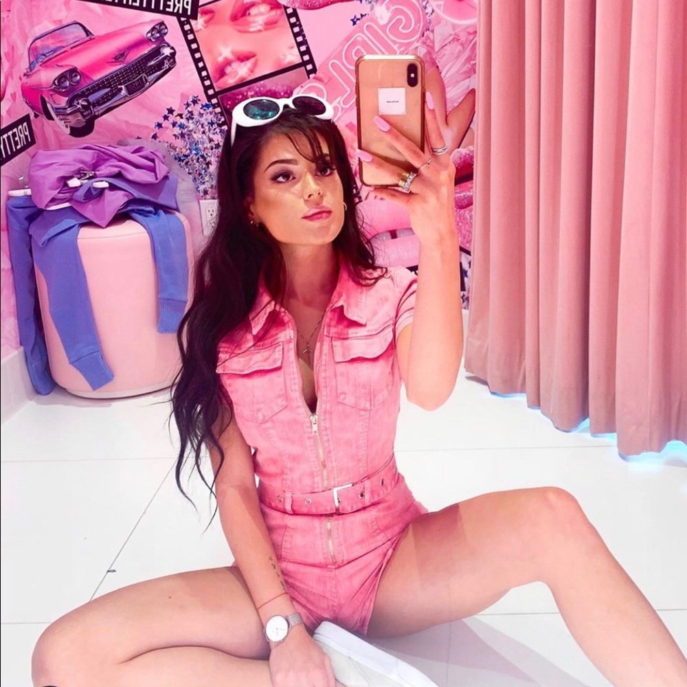 Pink Denim Romper